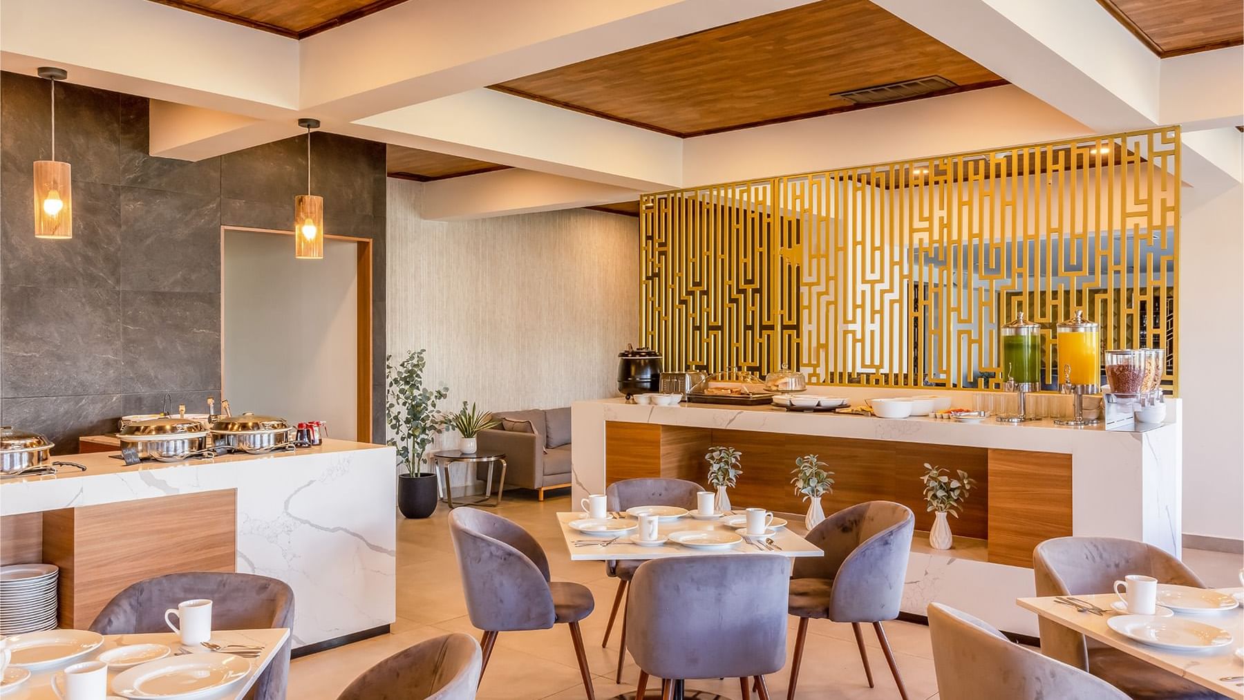 Dining tables by the Buffet area at Gamma Ciudad Juarez