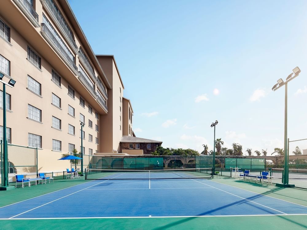 Outdoor Tennis and Pickleball Courts on a sunny day at Kempinski Hotel Cancún