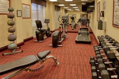 Interior of the fully Equipped gymnasium at MCM Elegante Suites