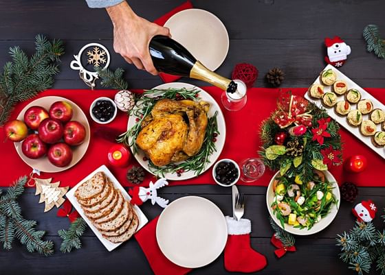 Christmas dinner arranged on a table, Pelangi Beach Resort