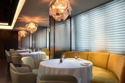 Interior & decor of a Restaurant with long couches at MiCasa All Suite Hotel KL