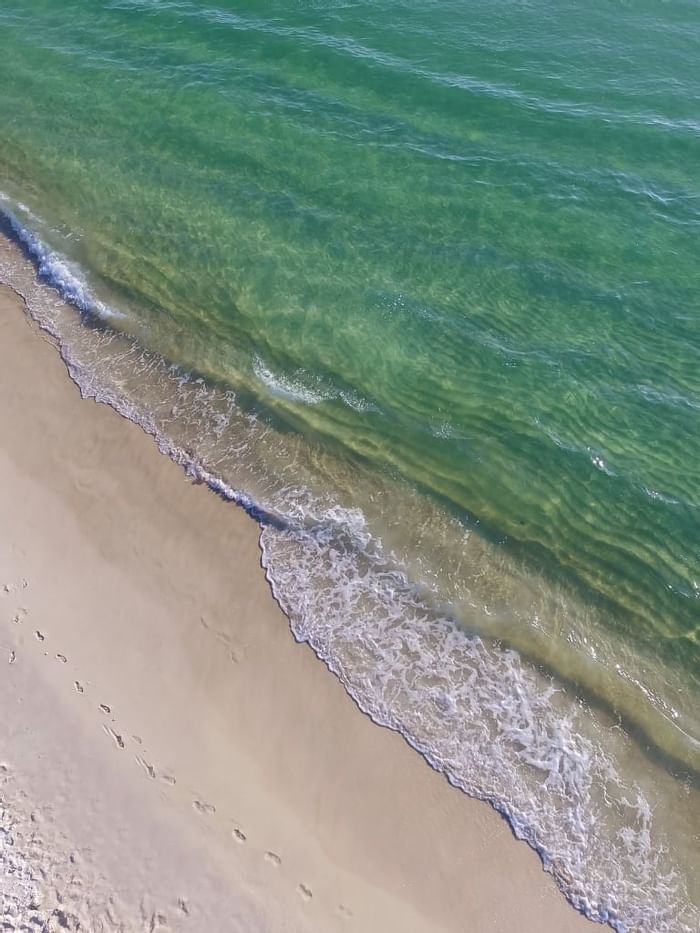 Aerial view of the beach near Watersound Inn