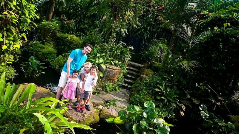 A family posing at Butterfly Park near Sunway Resort Hotel