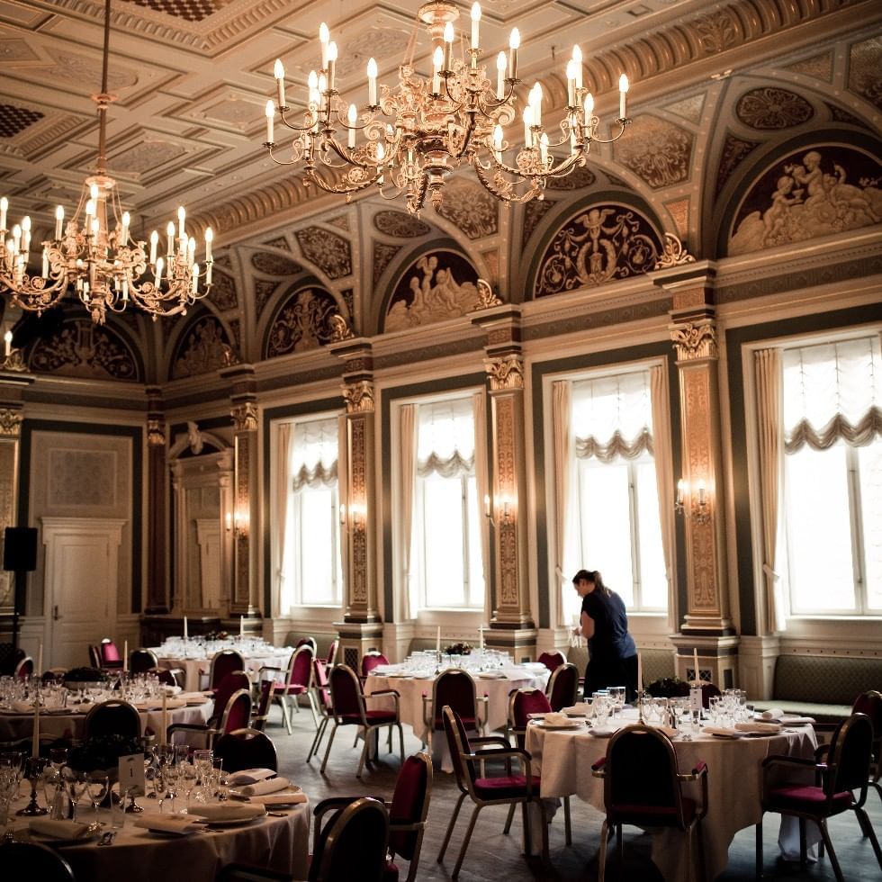 Banquet set-up in a palace in Venice at Falkensteiner Hotels