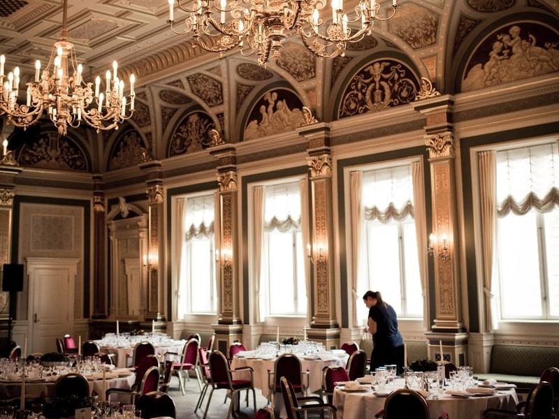 Banquet set-up in a palace in Venice at Falkensteiner Hotels