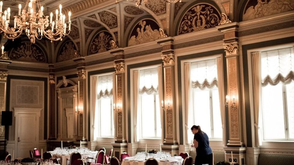 Banquet set-up in a palace in Venice at Falkensteiner Hotels