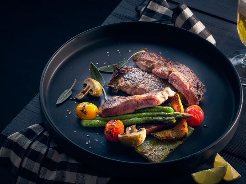 Steak dish served in Zibu Allende at Live Aqua Resorts and Residence Club