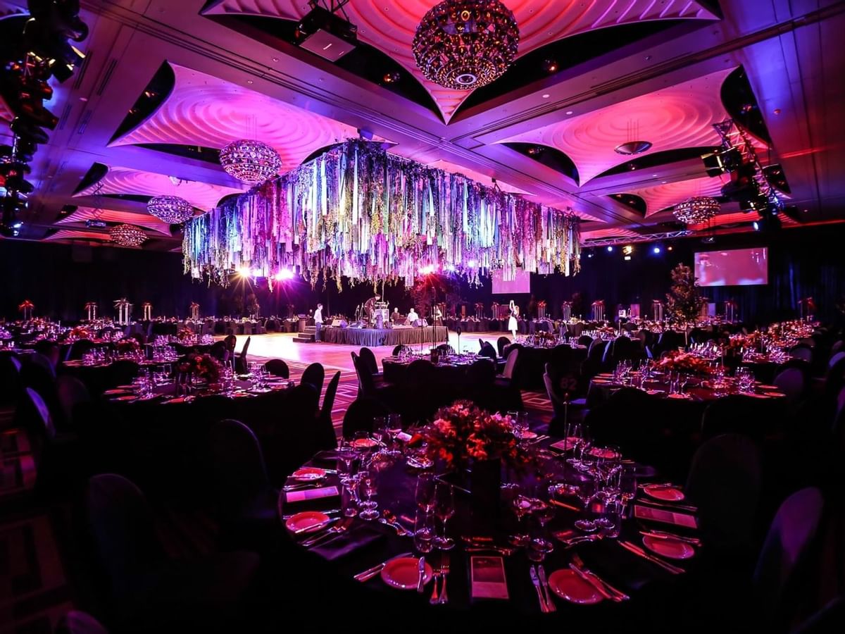 Banquet setup in Palladium event room at Crown Hotel Melbourne