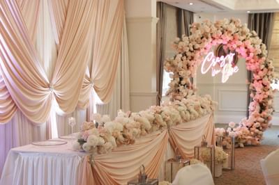Newlu wedded couple in Gold Room, Orsett Hall Hotel
