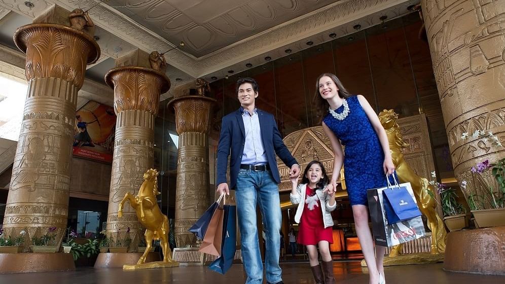 A family doing shopping near Sunway Hotel Pyramid