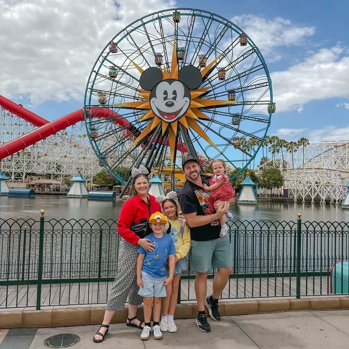 Picture of a family visiting Pixar Pier at Disneyland Resort