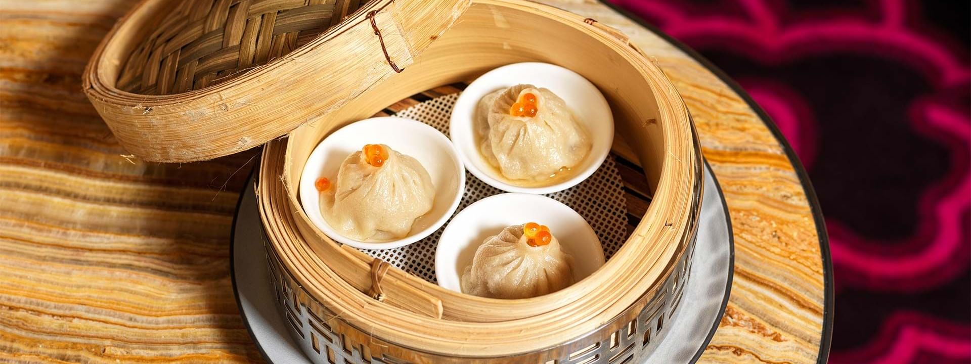 Close-up of steamer basket in Teahouse at Crown Towers Sydney