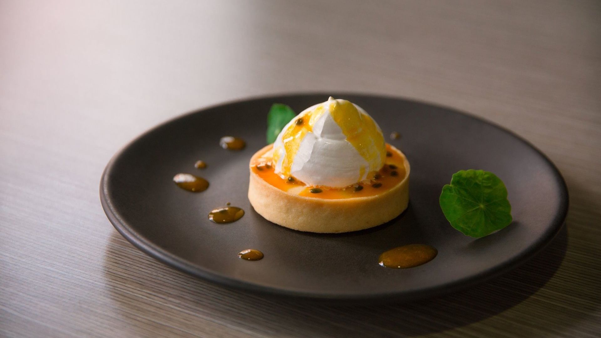 Close-up of Lemon Tart served at Ibis Adelaide