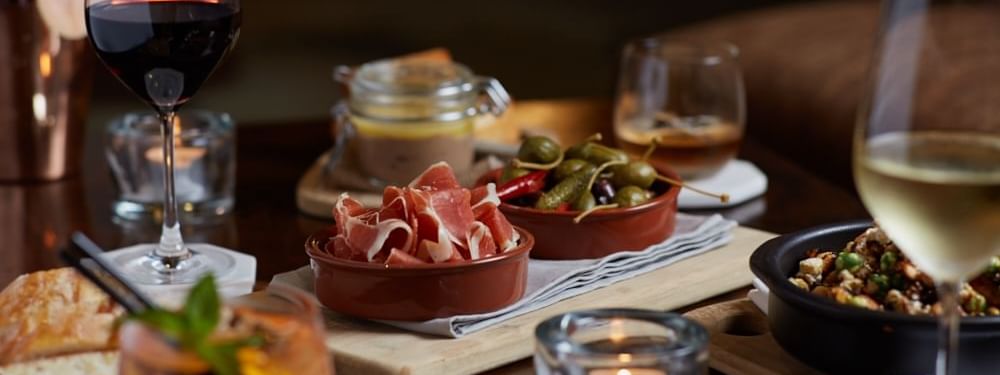 Closeup of dinner served in the room at Novotel Melbourne
