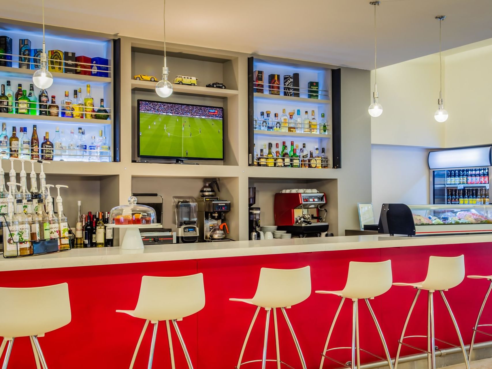 Bar counter & lounge area in The Lobby Bar at Fiesta Inn Hotels
