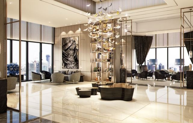 Interior of the Sky lobby area at Paramount Hotel Dubai