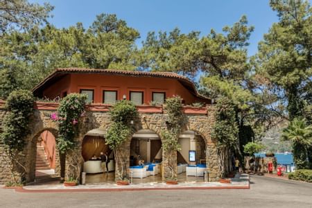 Outdoor lobby waiting area at Marmaris Bay