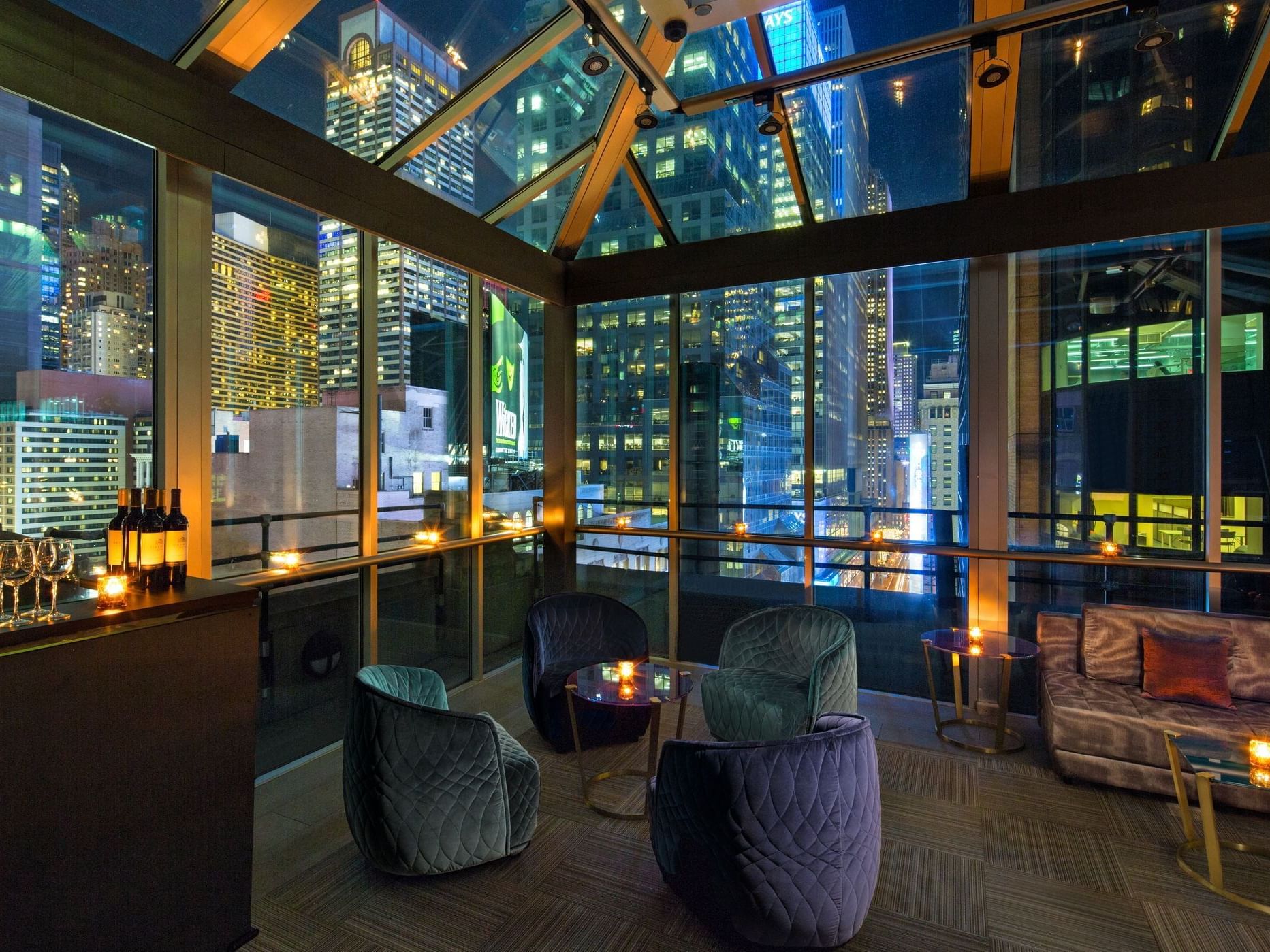 Lounge & seating area in Glass Pavilion at The Time New York