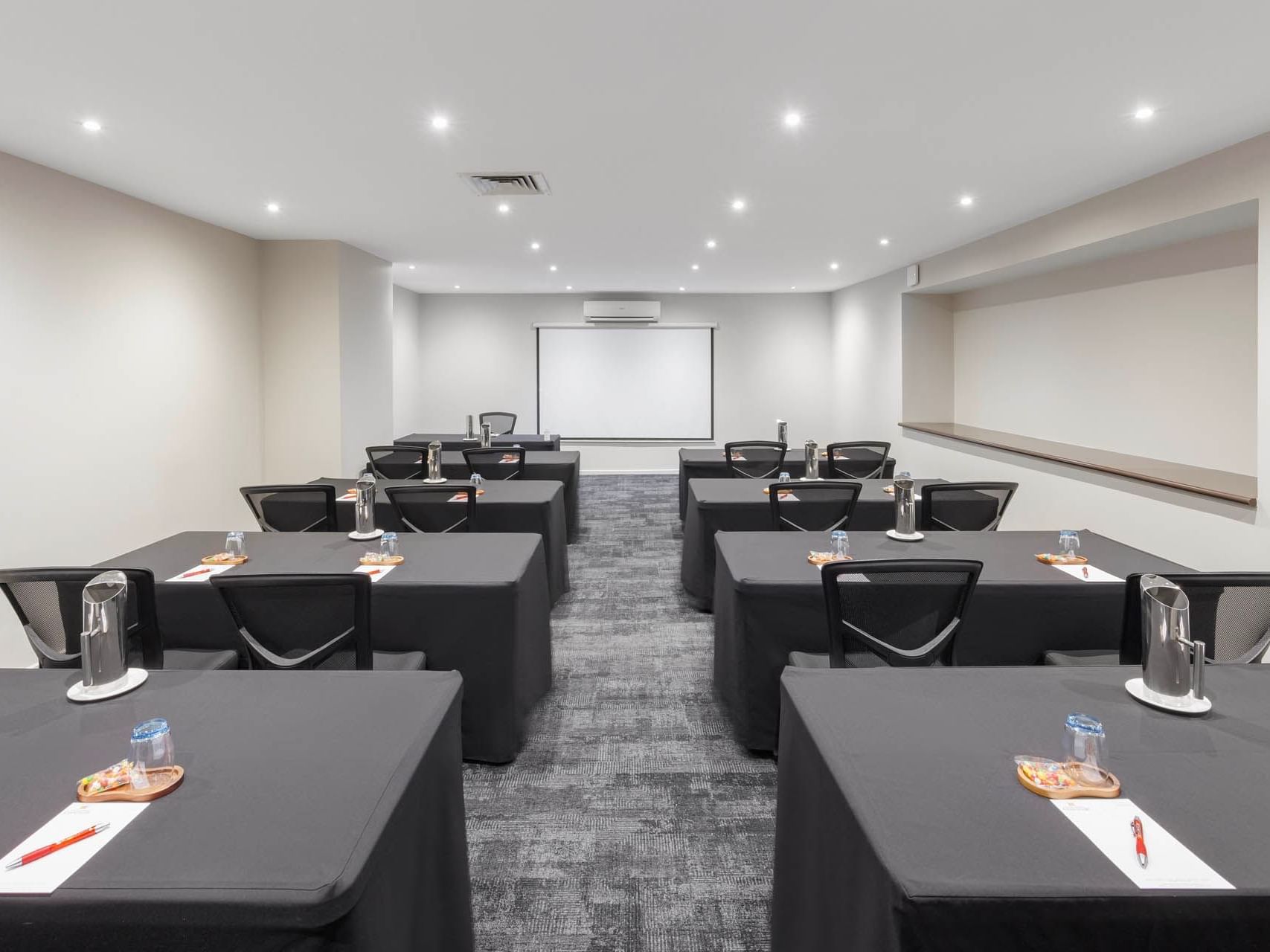 Classroom set-up in Chancellor Three at Grand Chancellor Melbourne