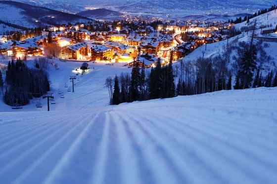 Stein Eriksen Lodge from the Deer Valley Resort Ski Run