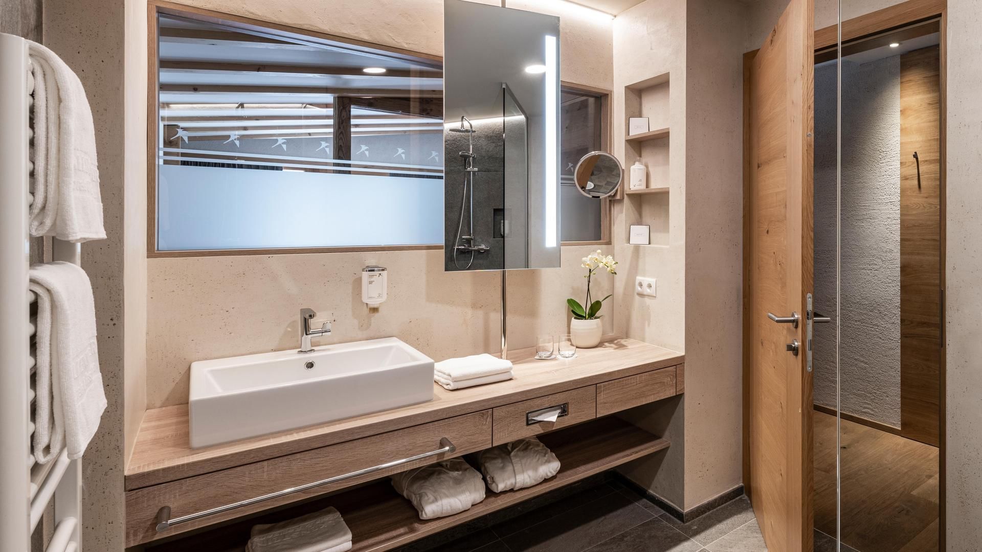 Bathroom vanity Double Room Jochtal at Falkensteiner Hotels
