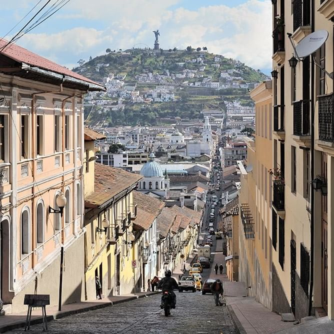 Streets in City of Quito in Ecuador near DOT Hotels