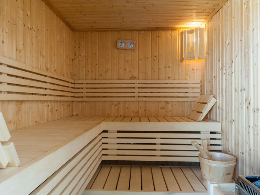 Interior of a Sauna in a Spa at Chateau du Landel
