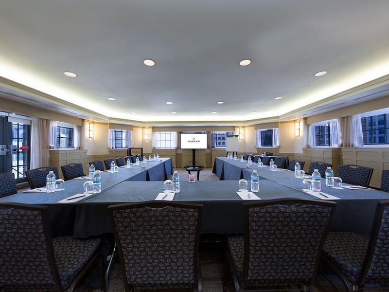 U-Shape seating setup in Michigan Boardroom at Warwick Allerton - Chicago