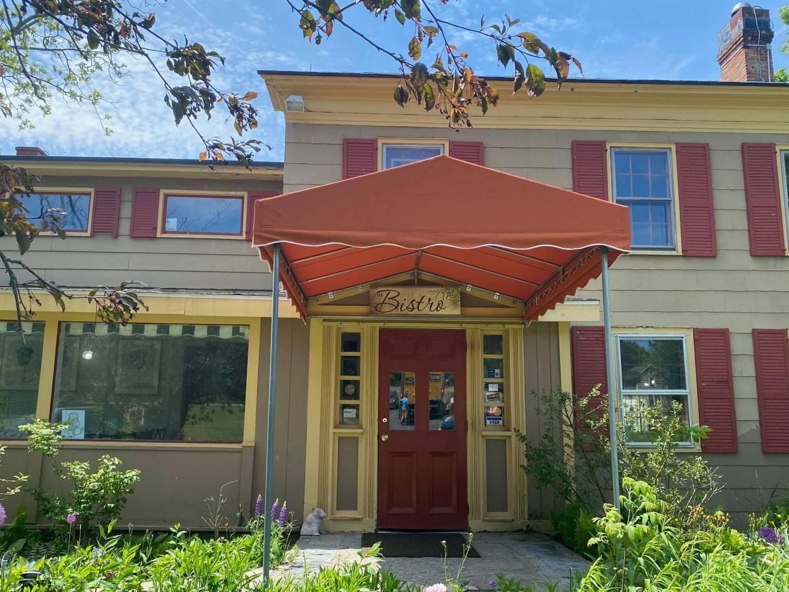 Exterior of entrance to The Bistro at La Tourelle Hotel and Spa