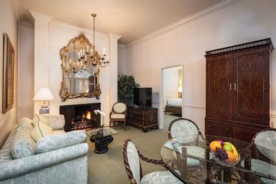 Living area in King Suite at Pine Inn