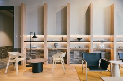 Hotel lobby lounge area at Nesuto Docklands