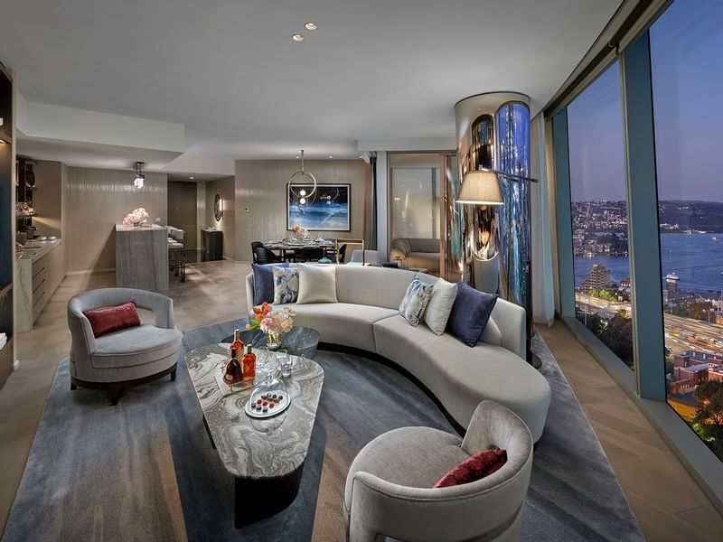 Living room in Two-Bedroom Crystal Villa at Crown Towers Sydney