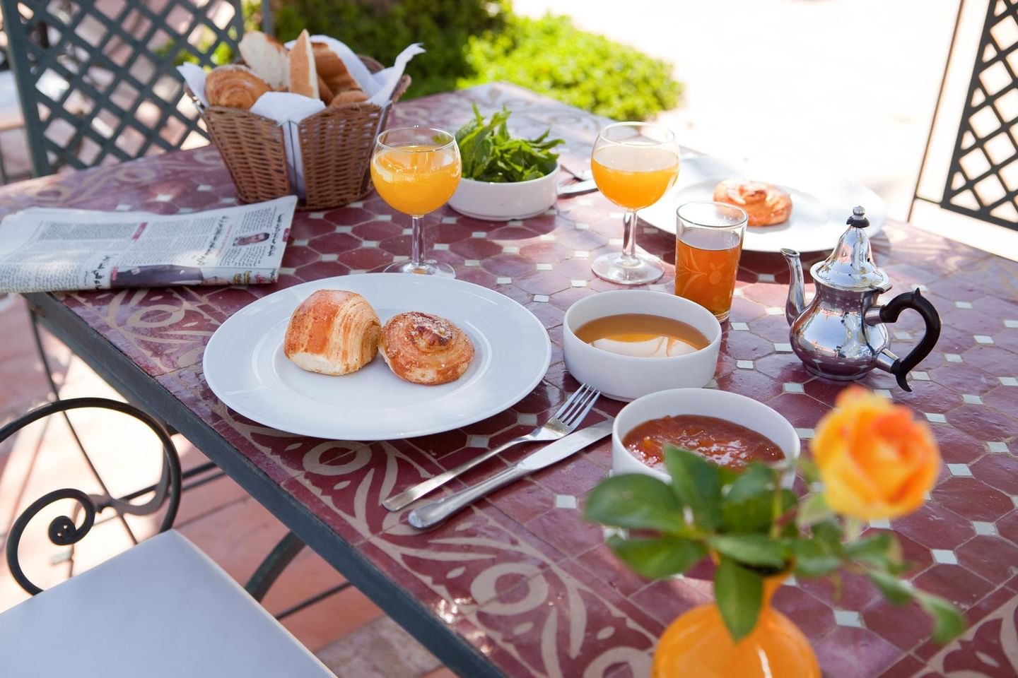 Pool bar breakfast at Kenzi Azghor Hotel in Ouarzazate, Morocco