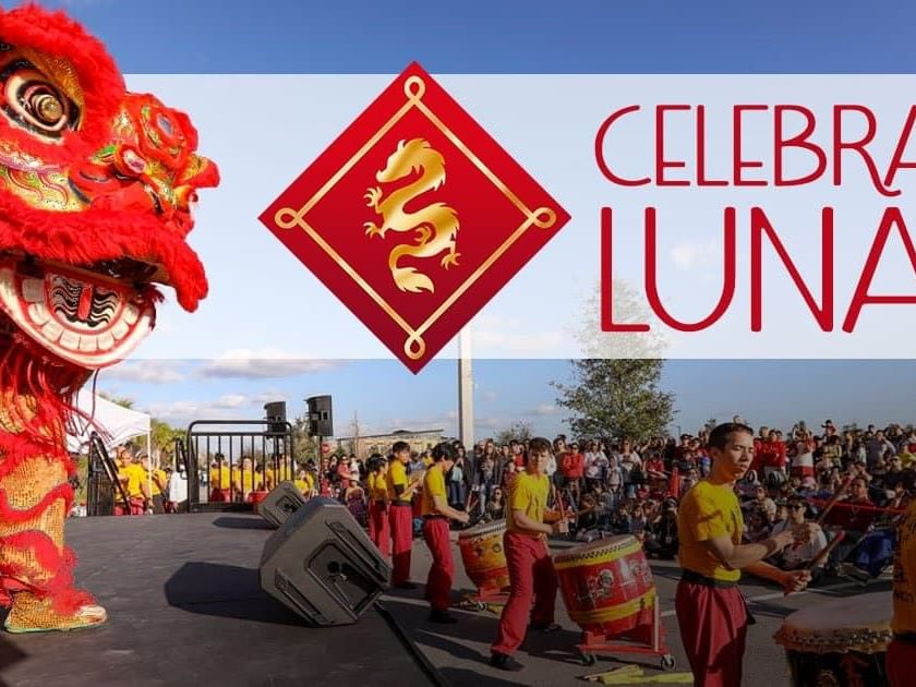 Lunar celebration and Red dragon at Luminary Green Park Downtown near Lake Buena Vista Resort Village & Spa