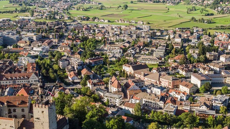 Aerial view of Bruneck Town near Falkensteiner Hotels