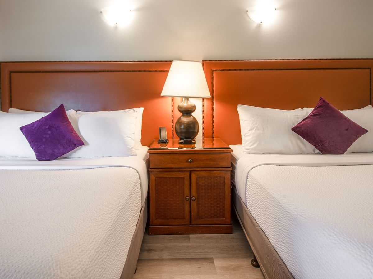 Hotel guestroom with two queen beds