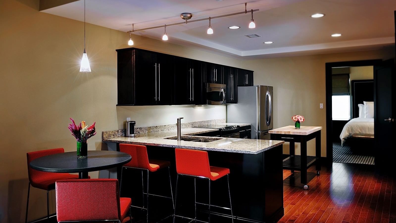 Kitchen & dining area in Mayo Suite at The Mayo Hotel