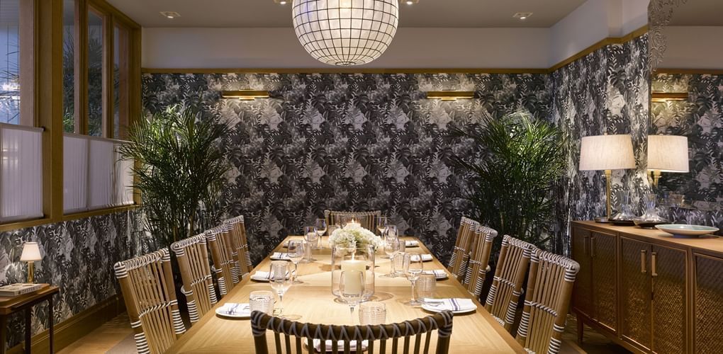 Close-up on the dining table arrangement at The Diplomat Resort