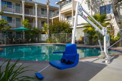 Handicap lift by the pool at Hotel Buena Vista San Luis Obispo