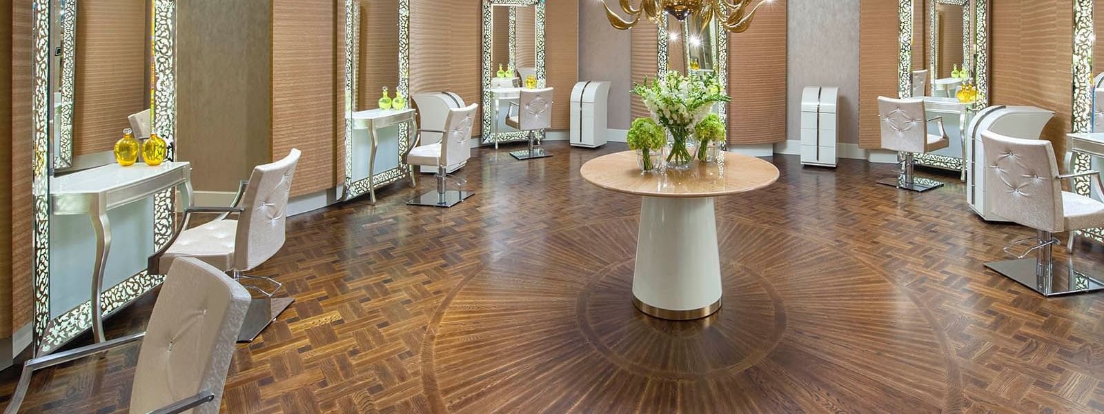Mirrors with chairs in Crown Spa salon at Crown Hotels Group