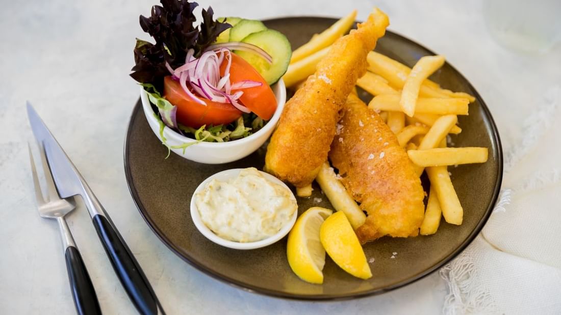 Fish and chips at Pullman Magenta Shores