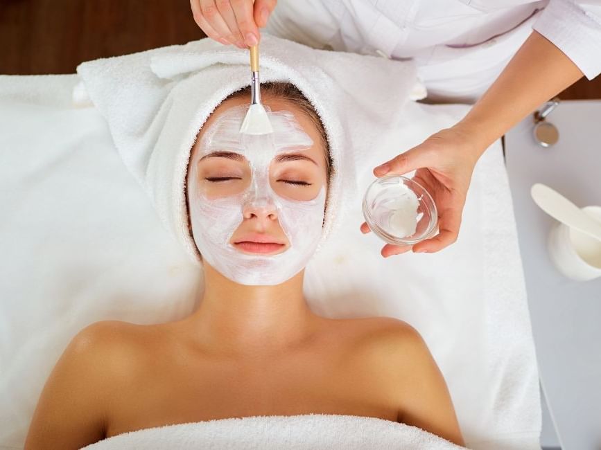 Close-up of a facial treatment at Amora Hotel Jamison Sydney