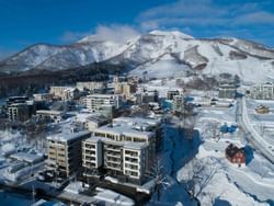 Aerial view of the hotel & mountains near Chatrium Niseko Japan