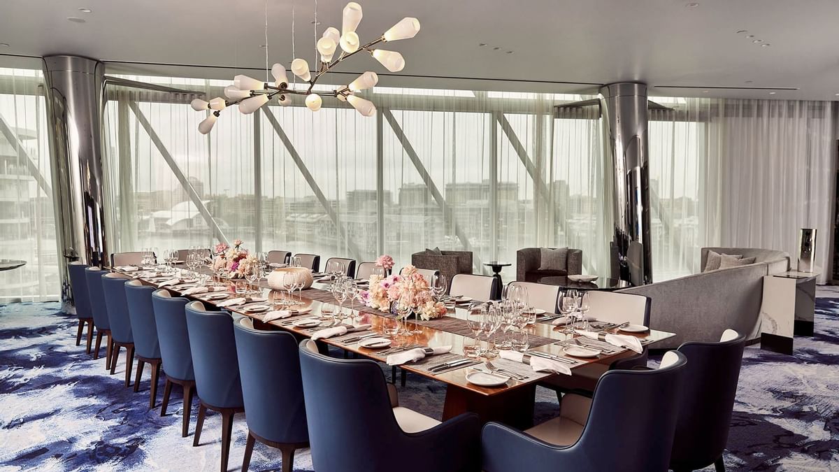 A table setup in Opal Suite event room at Crown Towers Sydney