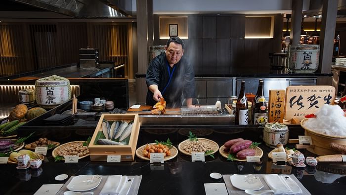 Variety of robatayaki dishes served at Hotel Okura Manila