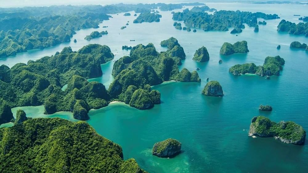 Aerial view of Hạ Long Bay near Sunway Hotel Hanoi