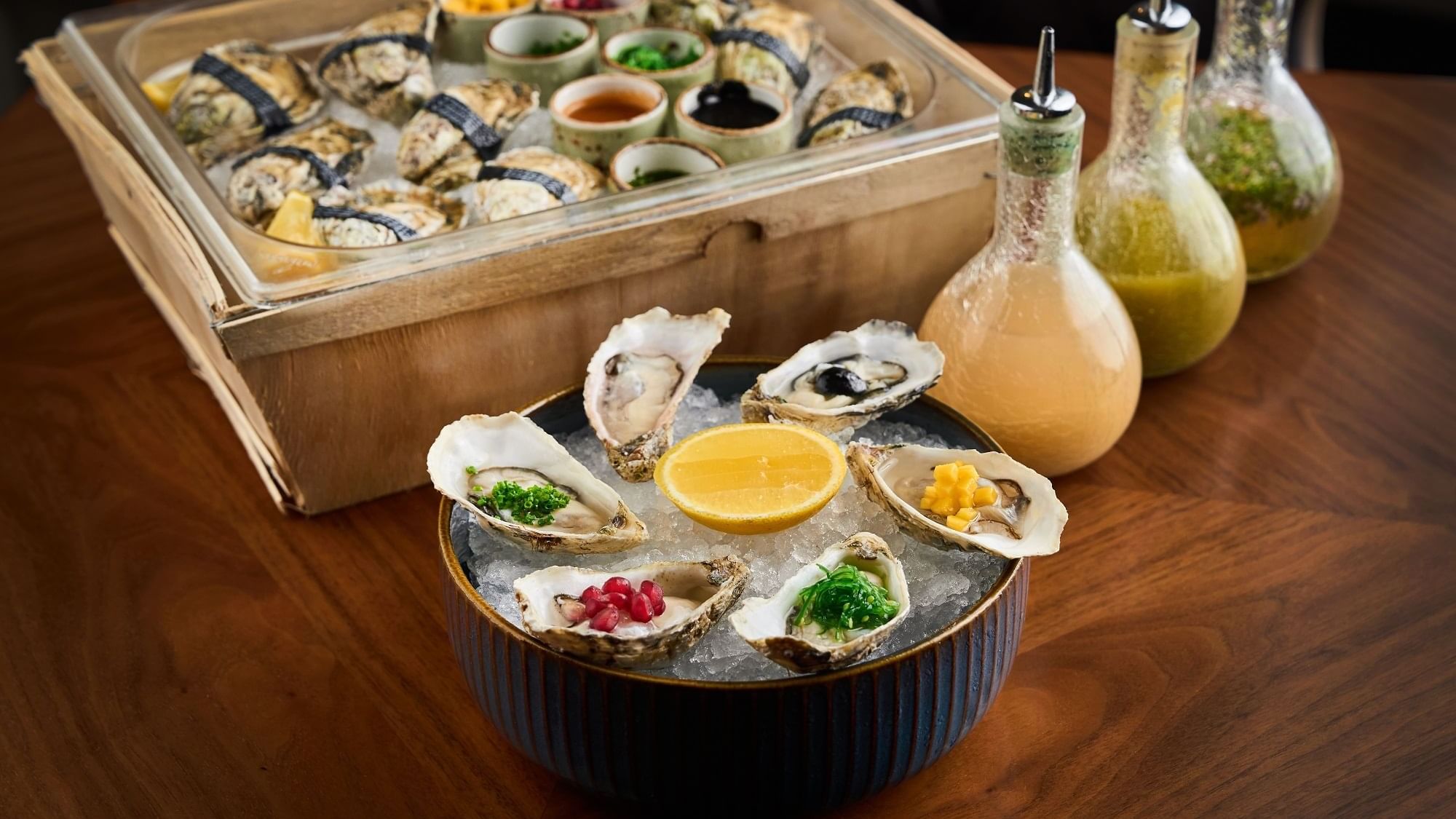 Fresh Oysters served in Pacific Groove Restaurant & Lounge at Paramount Hotel Dubai