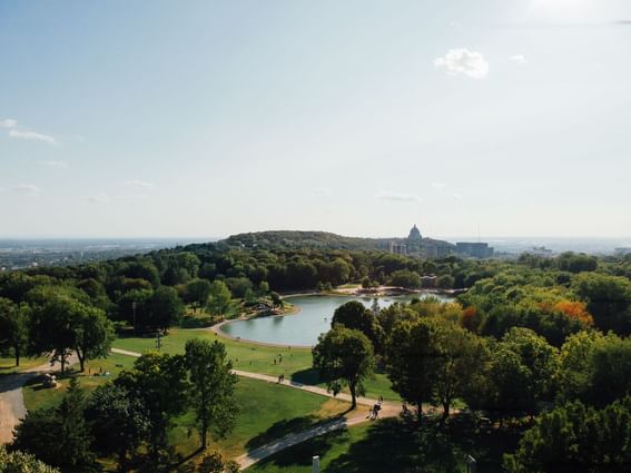 Aerial view of Mount Royal Park near Ruby Foo's Hotel