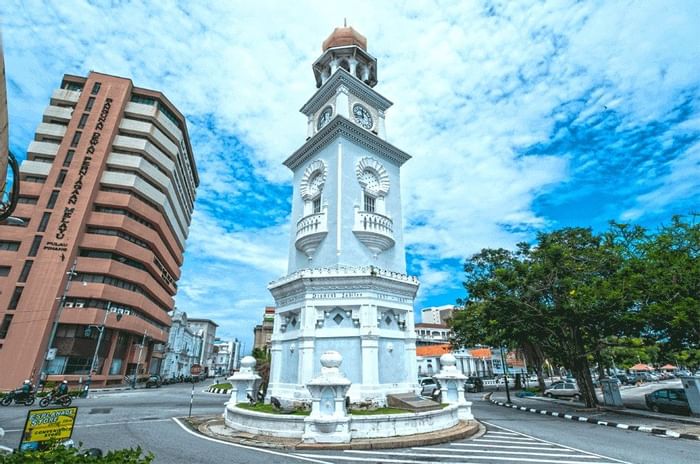 Exterior of the Queen Victoria Memorial Clock Tower in George Town near Sunway Hotel Seberang Jaya