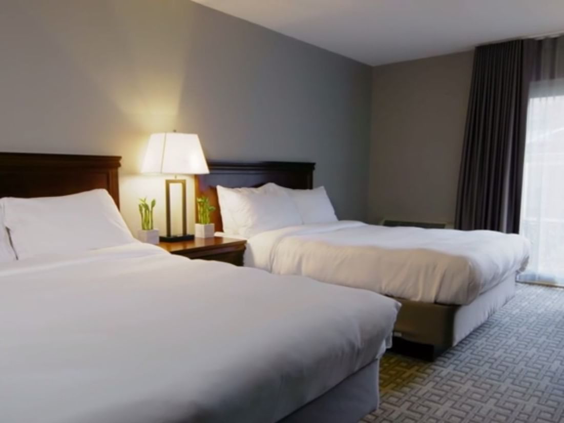 bedroom with 2 queen size bed & lamp at The Inn of Waterloo